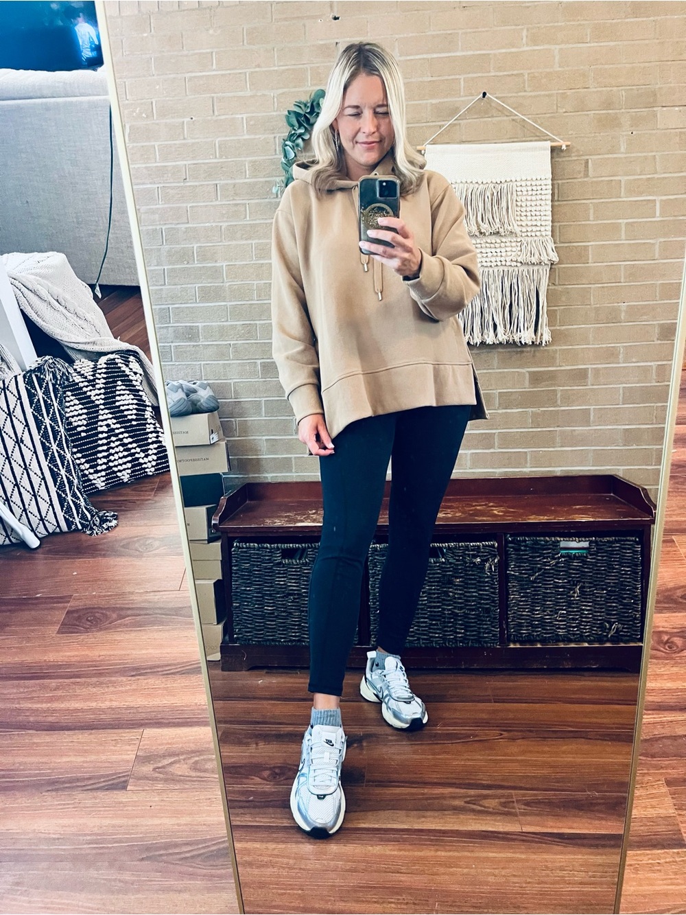CALIA by Carrie Underwood Camel Hooded Pullover Sweater